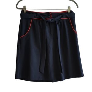 Tommy Hilfiger Dark Blue A Line Skirt w Red Piping Pockets & Belt Size 6